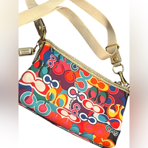 Coach Poppy pop C Rate Gold Multicolored crossbody 43031! COMES WITH POPPY BOX - Picture 6 of 10